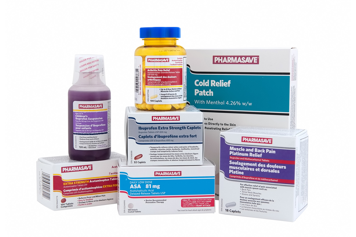 Pain & Analgesics_resized Pharmasave Brand pain and analgesics products.